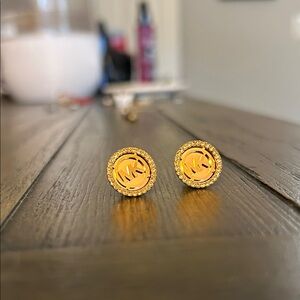 Michael Kors Gold and Silver Logo Earrings